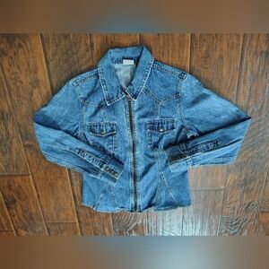 Retro Arizona blue jean denim jacket with zipper closure size L